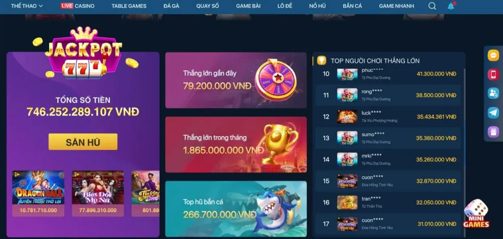 Đa dạng trò chơi trên 55vin App